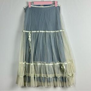 AGE OF LOVE by Nataya - Vtg tiered mesh petticoat skirt with ribbon details